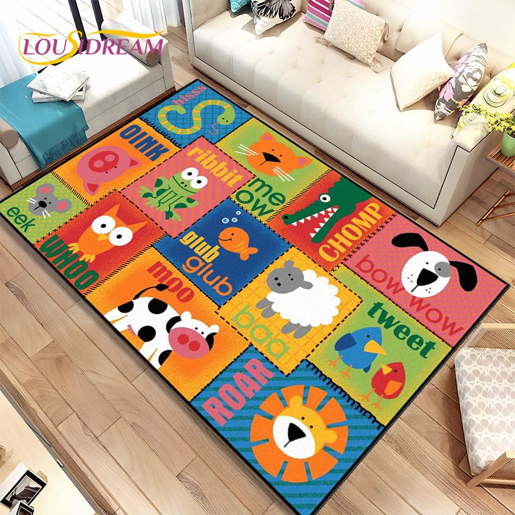 ABC мультфильм детская игровая комната алфавит детский коврик для раннего образования, ковер для гостиной, спальни, дивана, нескользящий коврик