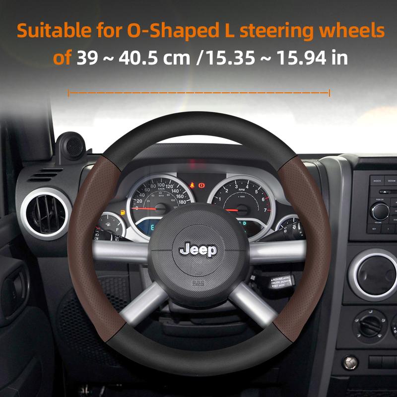 zkfan8 Suitable for Jeep Breathable Hole Leather Matte Carbon Fiber Texture Steering Wheel Cover Suitable for Compass Renegade