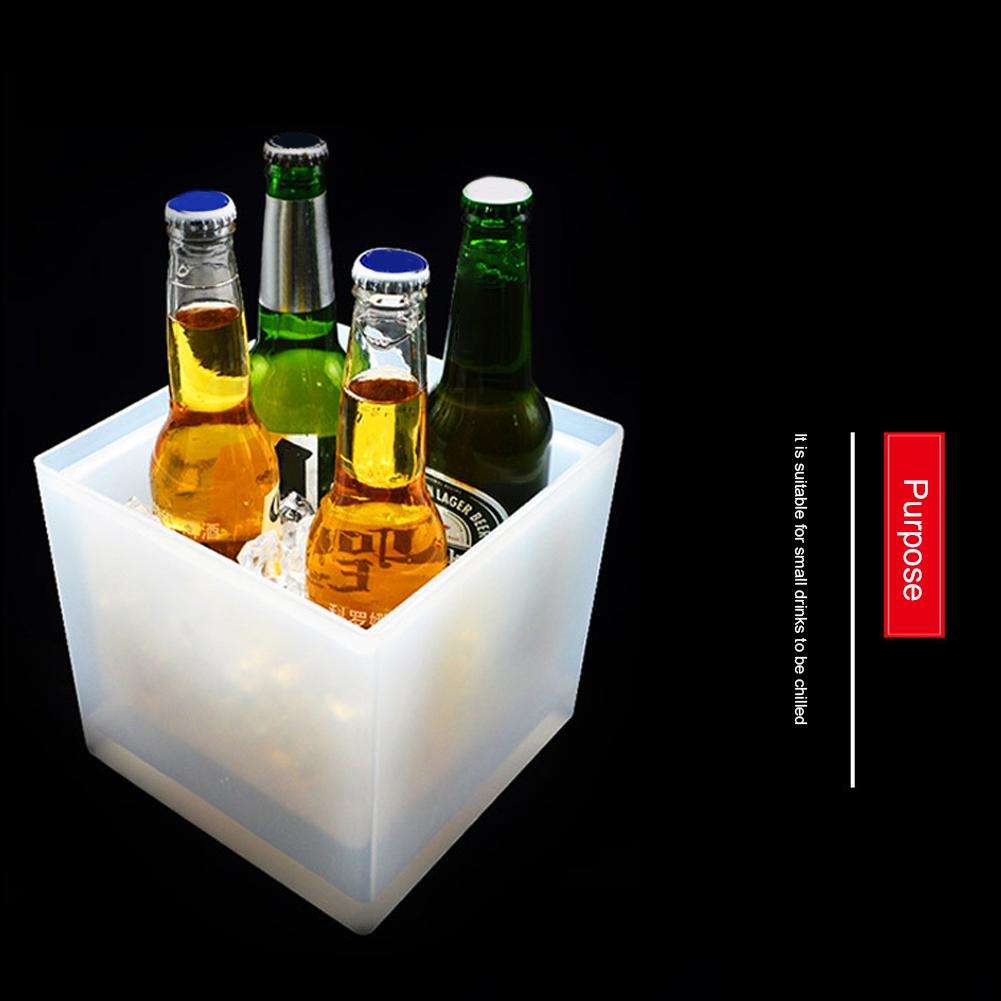 LED Ice Bucket RGB Colorful Cooler Bucket Double Layer Square Ice Tray Bar Nightclub Light Up Champagne Whiskey Beer Bucket