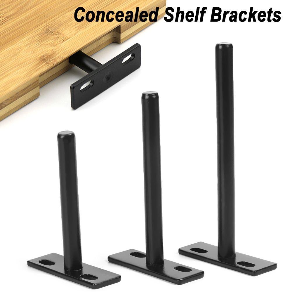 3 Sizes Screw Mounting Plate T Shape Metal Brackets Wall Shelves Supports Concealed Shelf Bracket