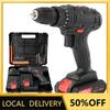 Аккумуляторная дрель 25 крутящий момент Дрель с аккумулятором 2 скорости Электрическая отвертка с 2 аккумуляторами Кейс для инструмента
