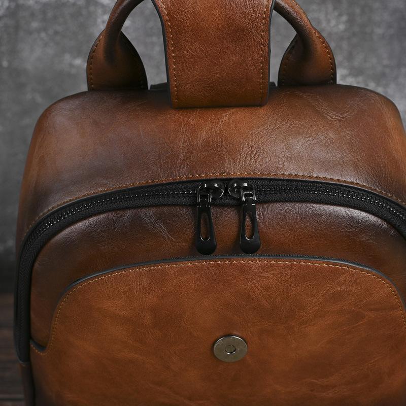 Johnature Embossed Vintage Backpack Versatile Women's Leather Bag Large Capacity Travel Backpacks