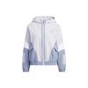 Woven Jacket Logo Embroidered Striped Long Sleeve Hooded Jacket Women Jackets Light-Purple HY2813