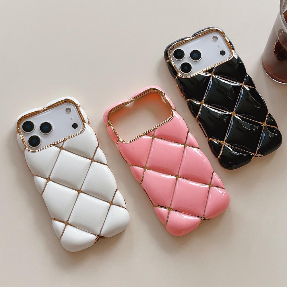 Электролитический 3D чехол для телефона с алмазным узором для iPhone 17 16 15 14 13 12 11 Pro Max Мягкий ударопрочный силиконовый чехол для девушек