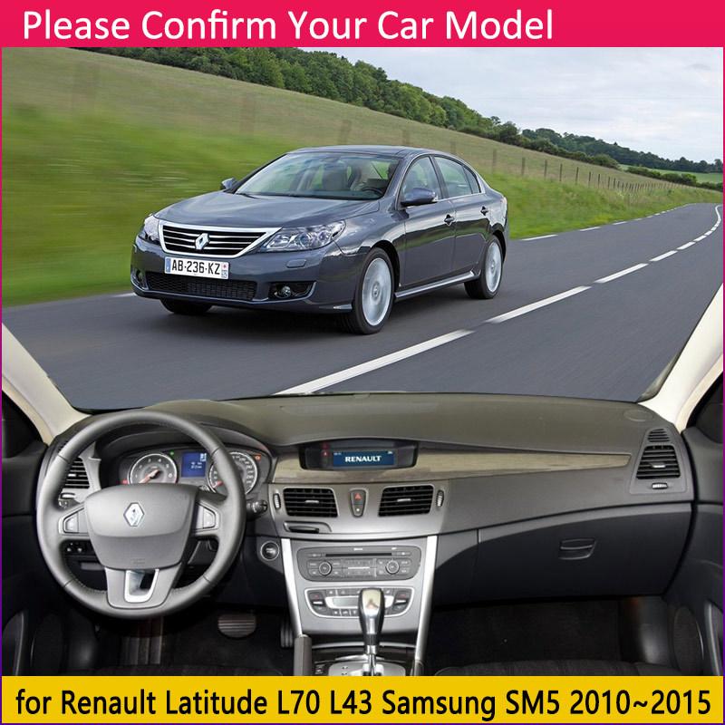 Dashboard Cover Mat for Renault Latitude L70 L43 Samsung SM5 2010~2015 Part Anti-Slip Carpet Sunshade Pad Dashmat Accessories