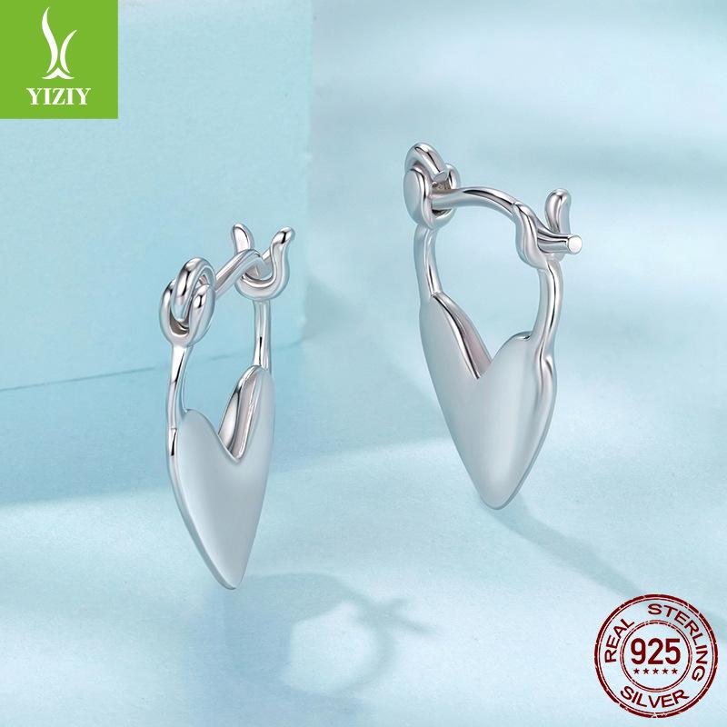 Simple And Versatile S925 Sterling Silver Love Ear Buckle Classic Design Heart Earrings Earrings