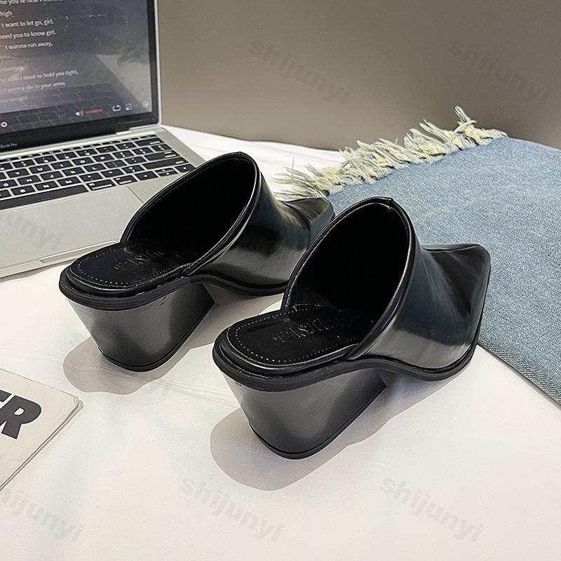 Модные женские тапочки 2025 Новые летние с квадратным носком Женские мюли на каблуке Сексуальные босоножки на высоком каблуке Сандалии на танкетке Женские модные женские сандалии