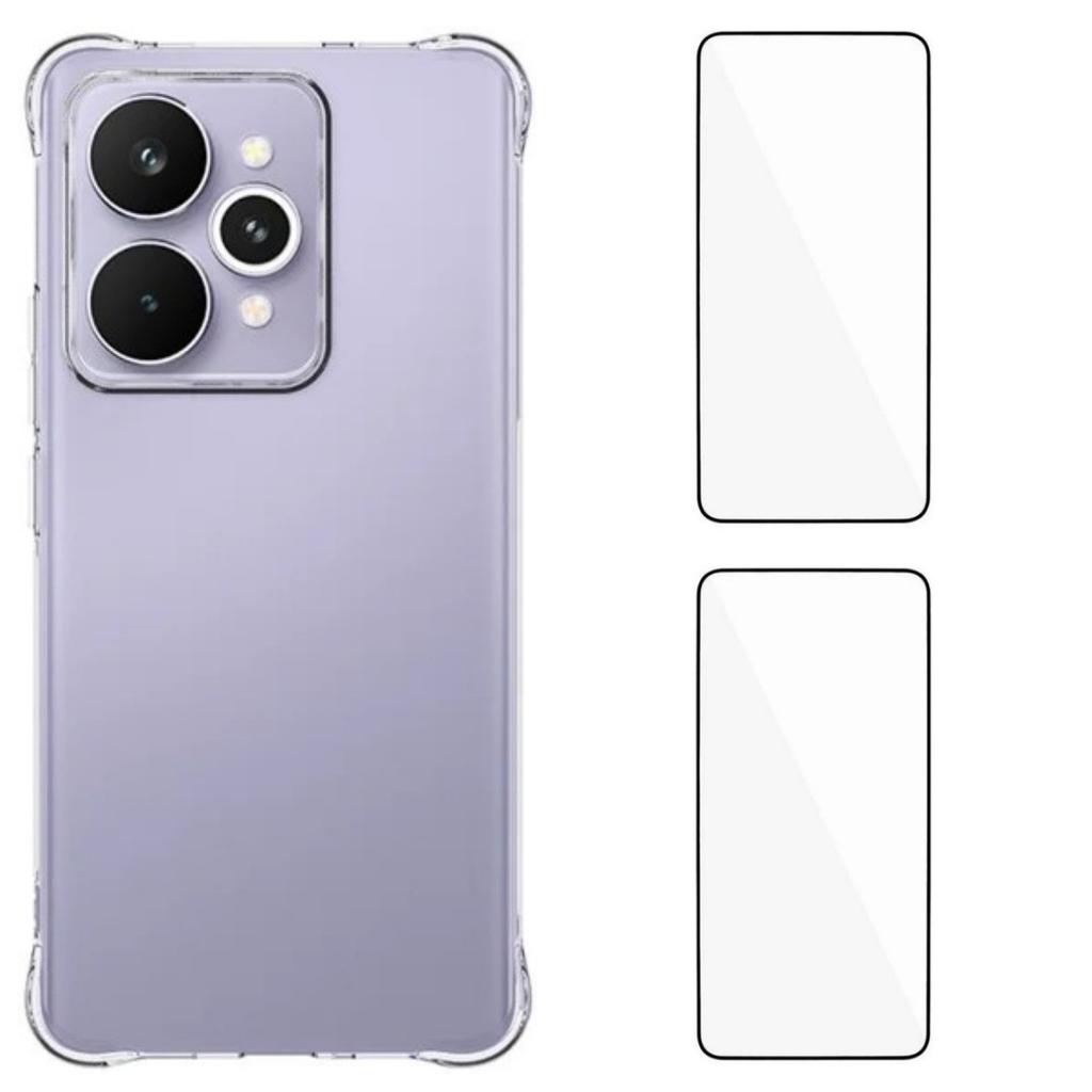 For Realme 15 Pro 5G TPU Case WANLONFENG WL2 Series 2.0mm Phone Cover with 2Pcs Tempered Glass Films
