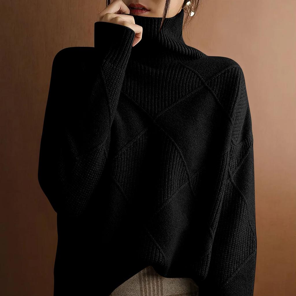 Женский пуловер из однотонного материала, свитер с круглым вырезом и длинными рукавами