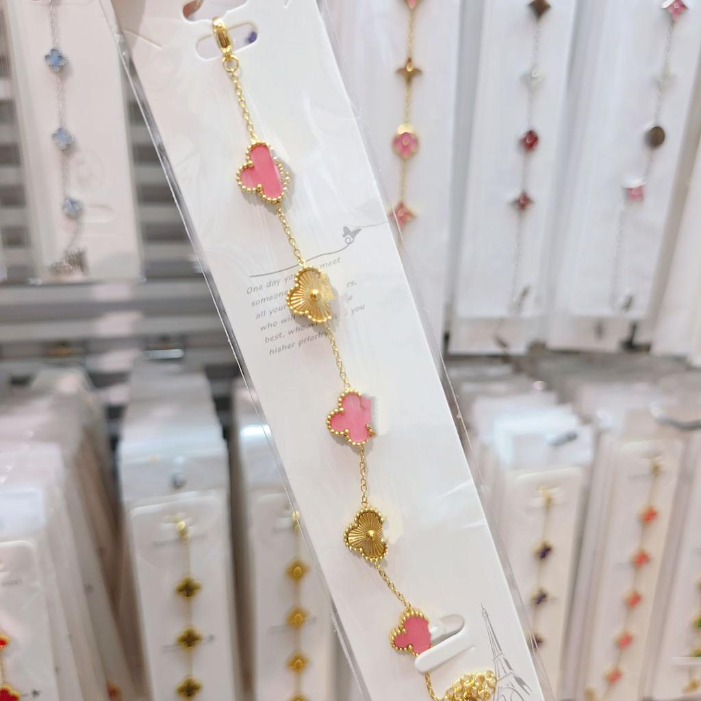 Двусторонний браслет «Пятицветник», «Четырехлистный клевер», титановая сталь, не выцветает, легкая роскошь, ювелирное изделие высокого класса