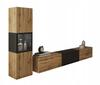 Modern wall unit, 180 cm TV set with a display cabinet, living room furniture with LED