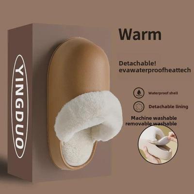 Водонепроницаемые нескользящие женские хлопковые тапочки - теплая домашняя обувь для осени и зимы