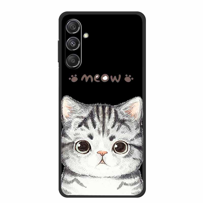 Чехол для Samsung Galaxy M36 A17 5G Цветок Черный Силикон Мягкая Задняя Крышка Для Samsung Galaxy S25 FE Plus Чехол для Телефона Coque Мультяшный