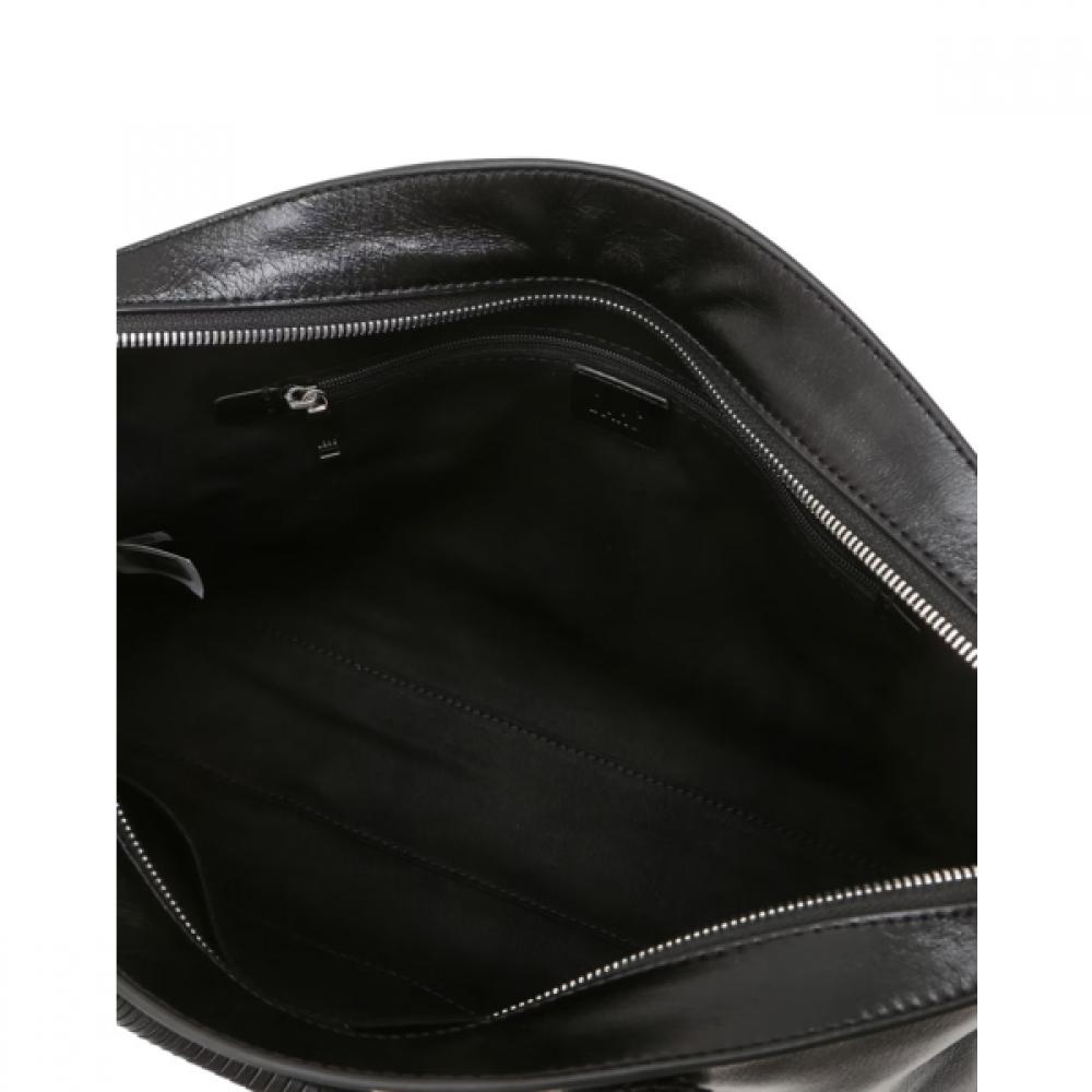 Daks Black Leather Tote Bag With Logo Decoration Dcba6f270bk