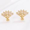 Summer Hollow Small Fan Stud Earrings, Niche National Style Light Luxury Simple Fashion Temperament Stud Earrings Women