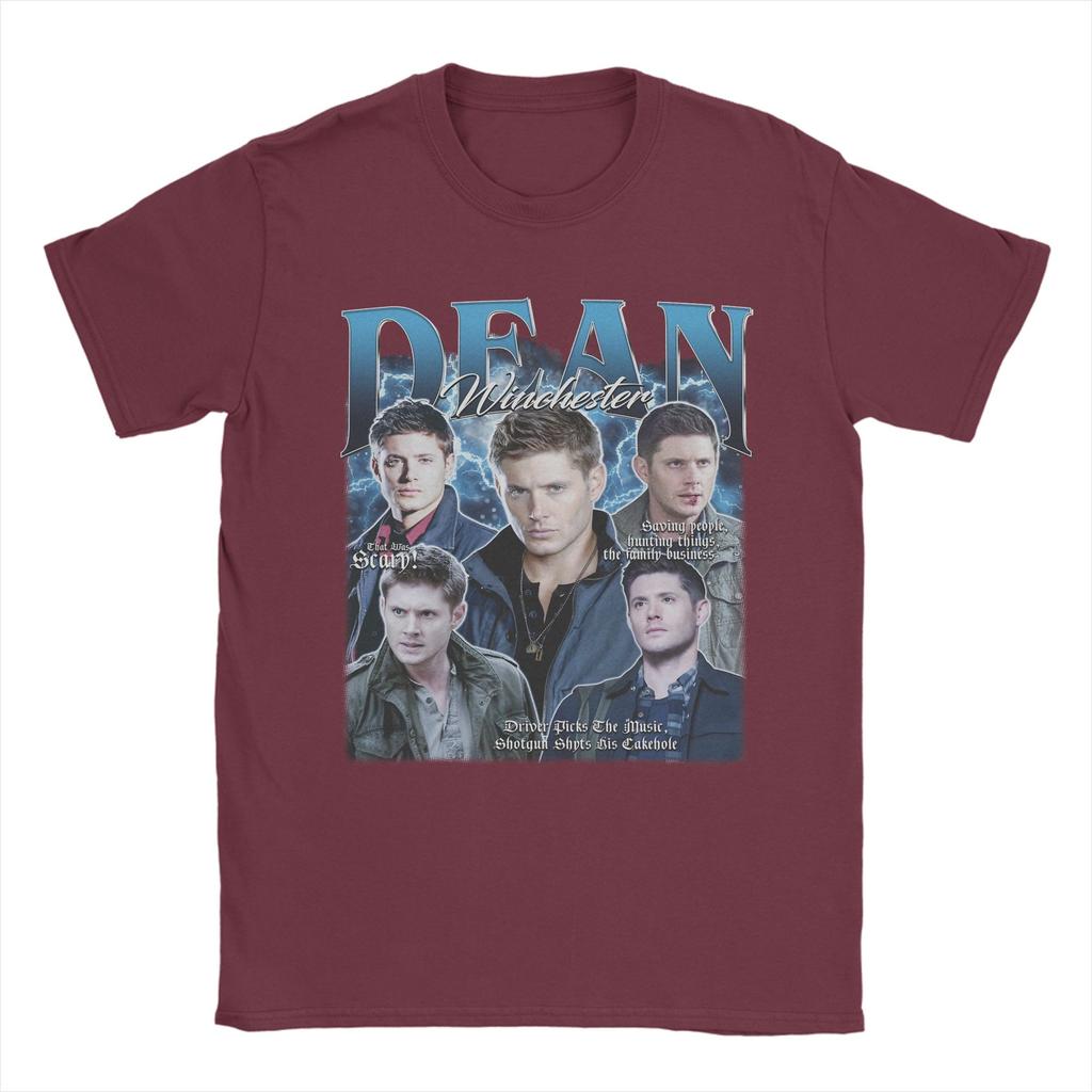 Мужские футболки Dean Winchester Supernatural Хлопковая одежда Повседневные футболки с коротким рукавом и круглым вырезом Идея для подарка Футболка