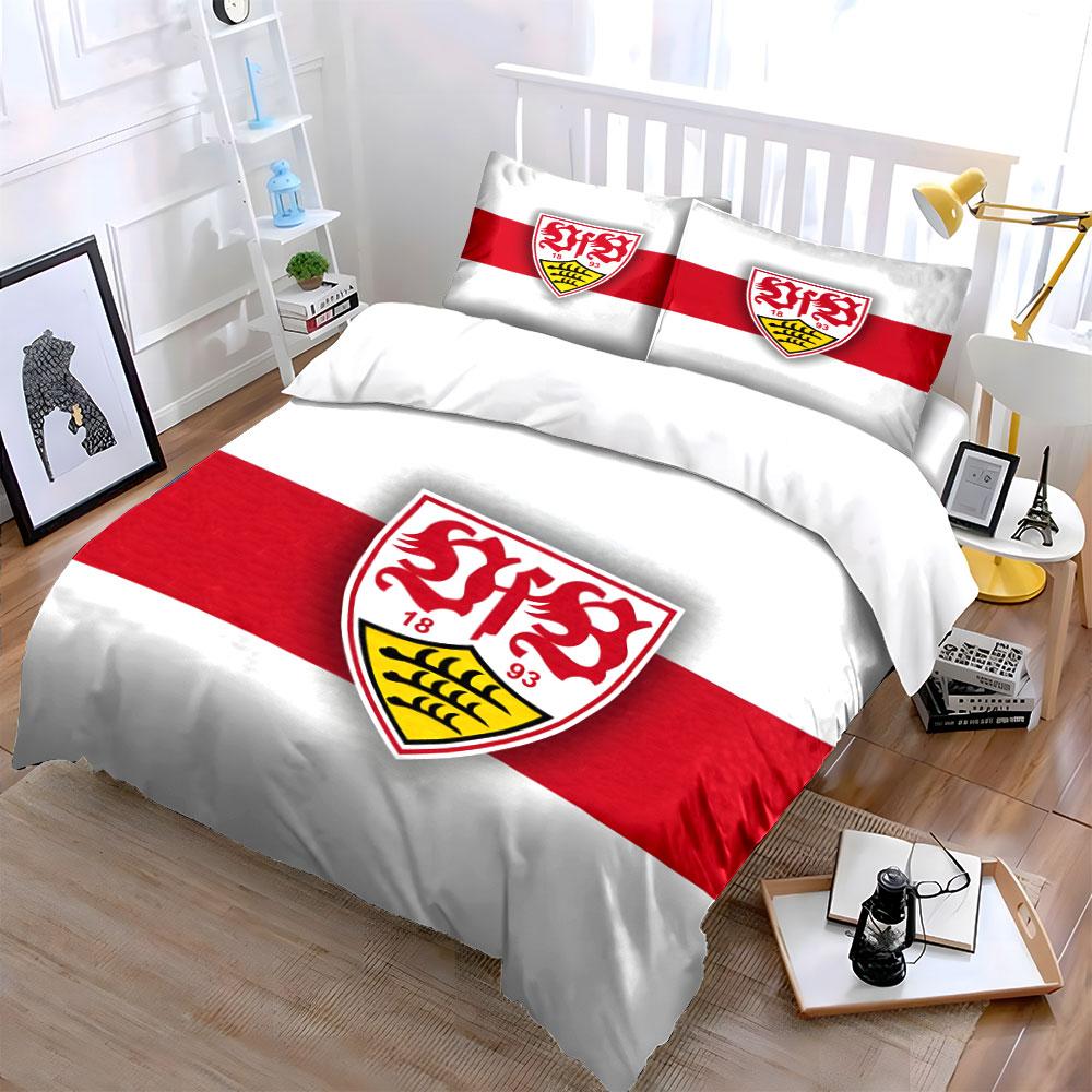 Red stripe, Stuttgart emblem. Bedding sets Duvet cover sets Duvet covers Pillowcases(1*Duvet Cover 2*Pillowcases without duvet insert)