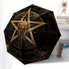 Golden Pentagram with Skull and Spider Web Design - Mystic Symbolism Art Print Umbrella, Christmas Gift Y356