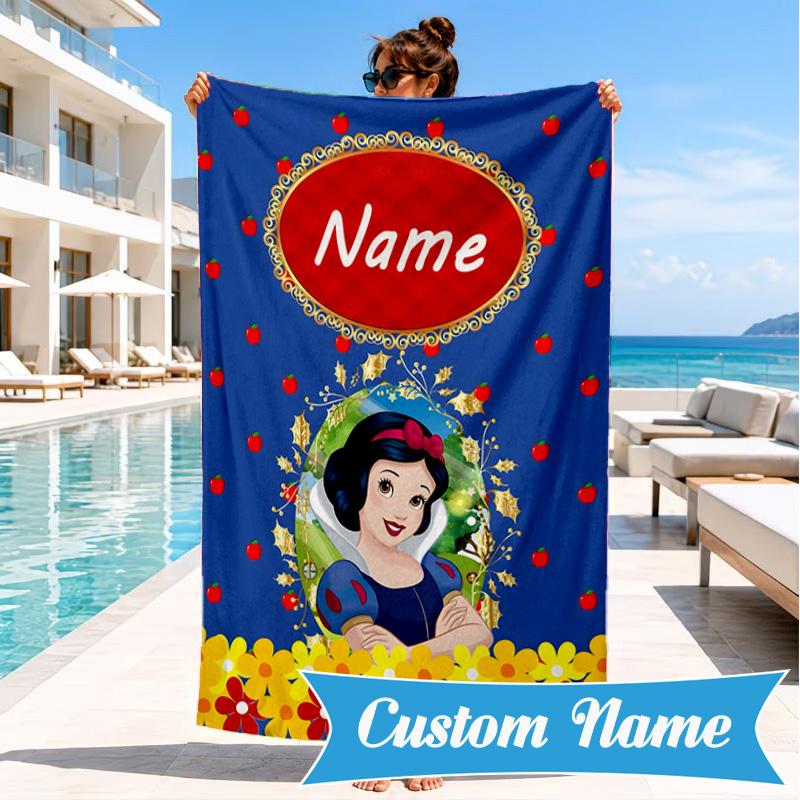 Custom Name Beautiful Princess Beach Towel, Soft Quick-Dry Beach Towel, Ideal for Pool, Camping, Perfect Travel Essential Gift