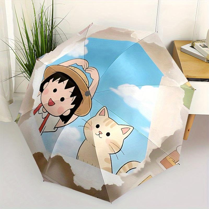 1pc Chibi Maruko-chan Cat Automatic Folding Umbrella - Lightweight, Retractable Design with 8-Rib Durability, Perfect for Outdoor45
