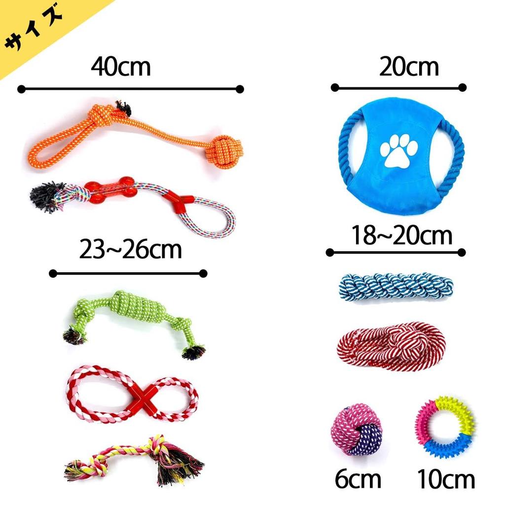 PetGround Набор из 10 игрушек для собак, Прочный, Подходит для маленьких, средних и крупных собак, Включает веревку, мяч, фрисби, игрушку для прорезывания зубов, Обучающую жевательную игрушку