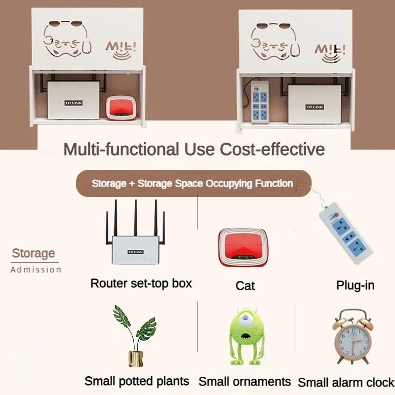 Настенный беспроводной роутер-стойка Настенный WiFi-бокс для хранения Настенное украшение для гостиной Кронштейн для организации кабелей и питания