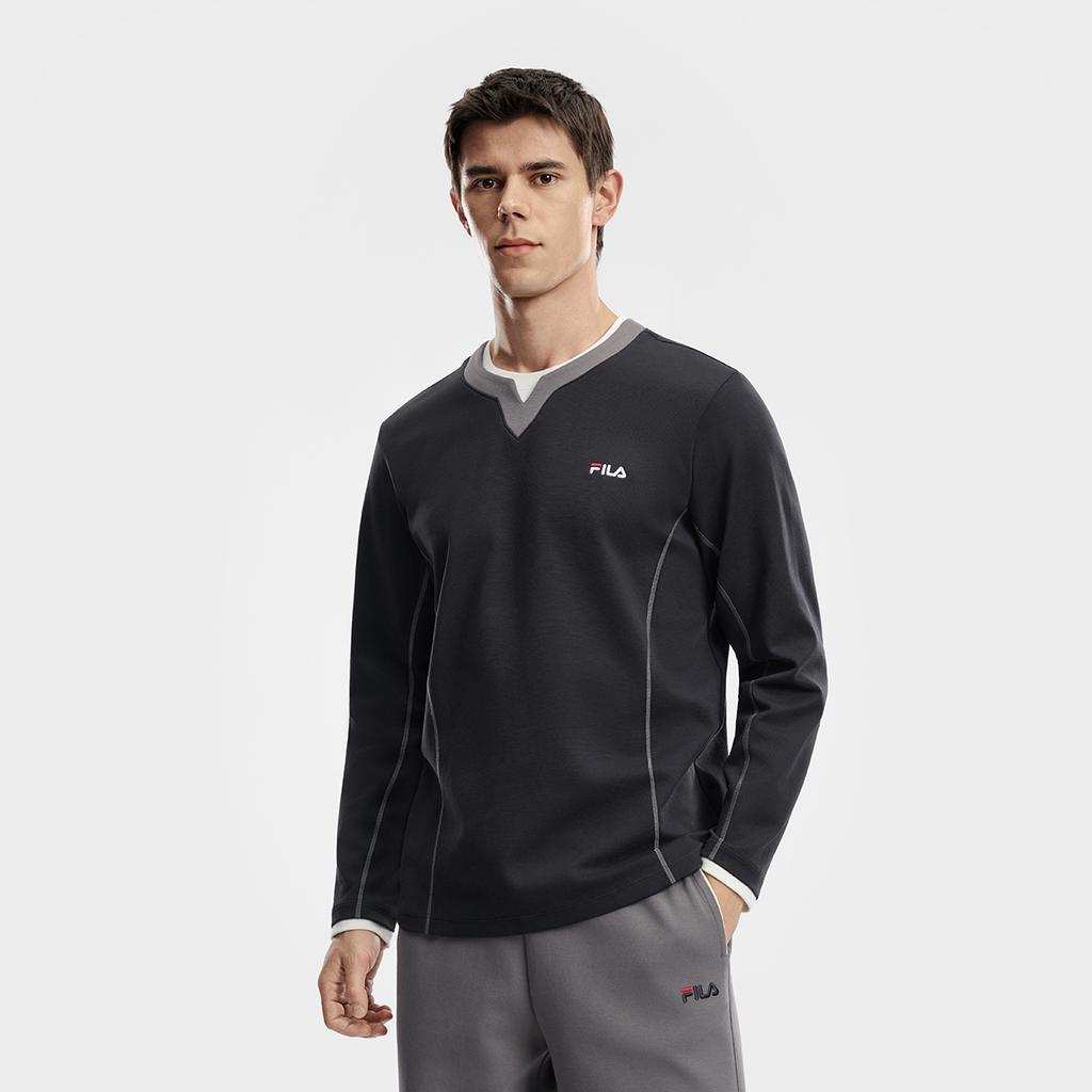 Fila Теннис Минималистичный Классический Спортивный Теннис Повседневный Свободный Удобный Длинный Рукав Футболка Мужские топы A11M613228F-NV