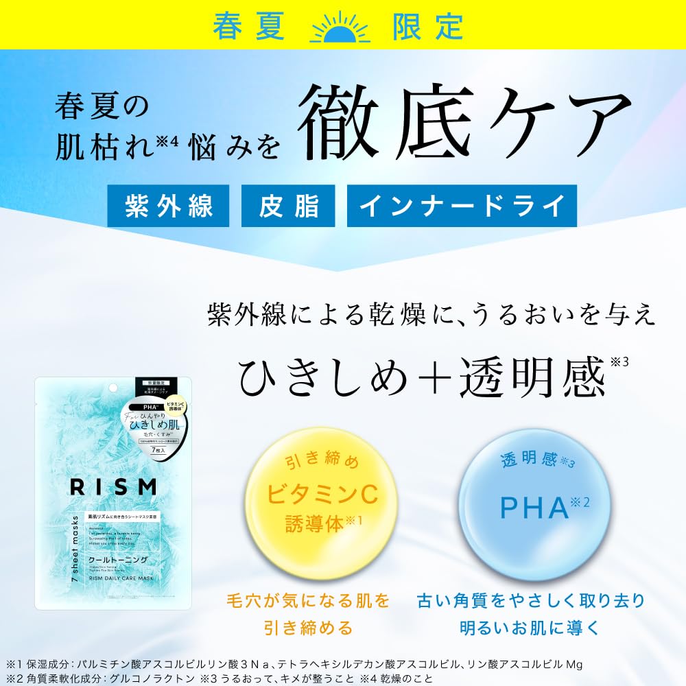 Official Your Skin Face Sheet Daily Care Extra Mask Time Cool Toning Care 7 Sheets per [Rhythm Store] [Choose Concern] Mask, Pack, Mask, Pore,