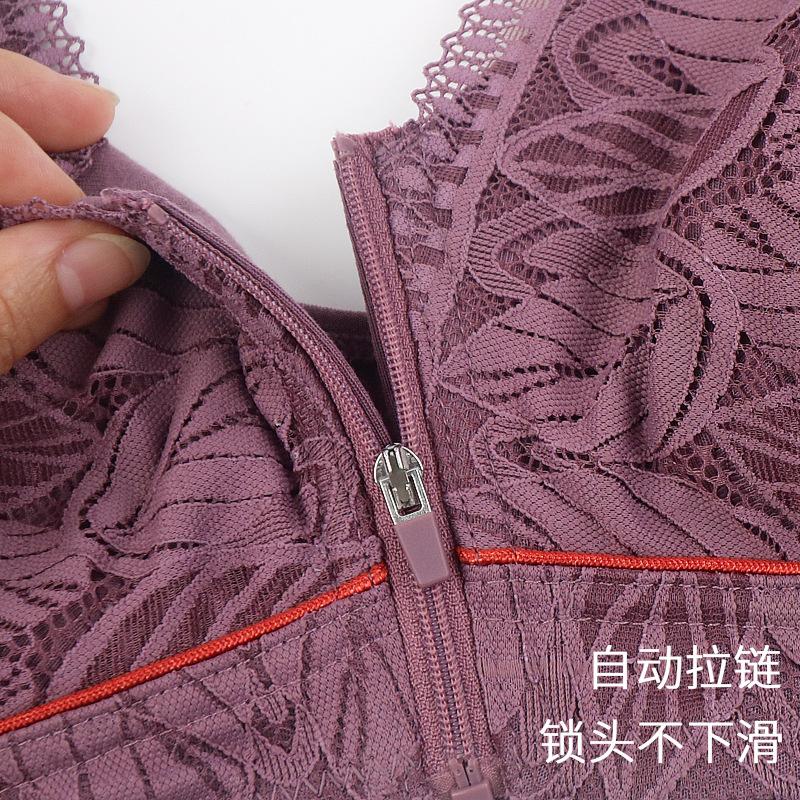 Новый бюстгальтер большого размера с мягкой хлопковой чашкой, застежкой-молнией спереди, для женщин среднего и пожилого возраста, нижнее белье со стальной оправой и кружевом