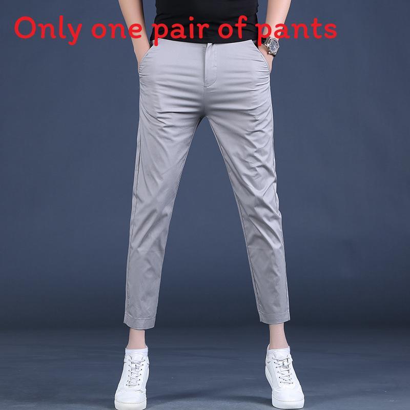 Летние мужские узкие брюки в стиле business casual из хлопка с эластаном для повседневной носки