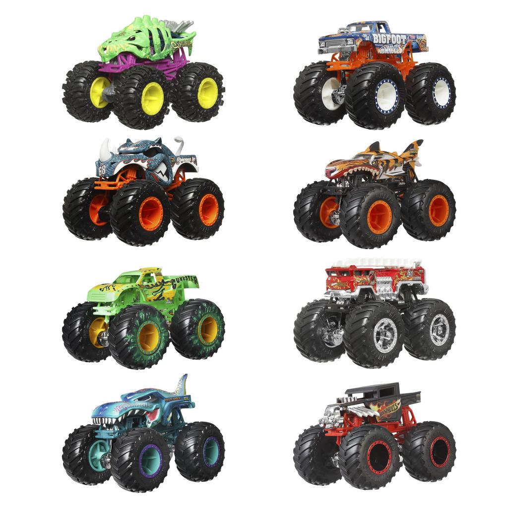 Hot Wheels Monster Truck 1:64 8-Pack Assortment Vehicle Toy Miniature Cars for Ages 3 and Up, Multi-Purpose, JCW76