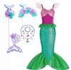 Halloween Little Mermaid Ariel Princess Costume Summer Purple Dress Girls Cosplay Mermaid Carnival Birthday Party Swimsuit Set