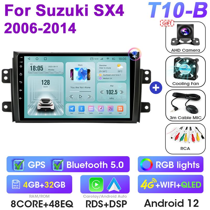 2 Din Android 12 автомобильное радио для Suzuki SX4 SX 4 2006-2014 Fiat Sedici 2005-2014 CarPlay интеллектуальные системы Smart Autoradio