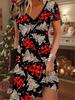 Модное женское платье с V-образным вырезом и коротким рукавом, с принтом рождественского снеговика, сексуальное короткое платье