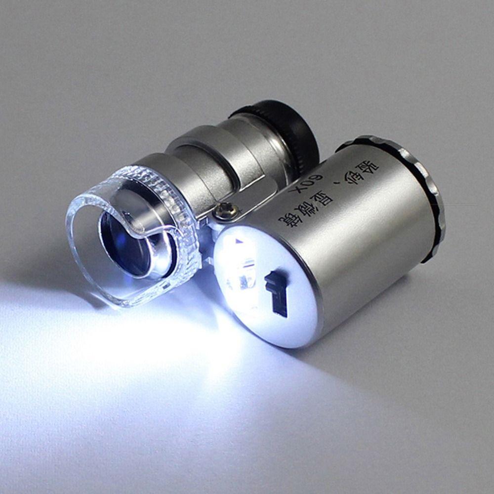Portable Mini Pocket Handheld Illuminated Microscope Magnifying Glass 60X Jeweler Magnifier