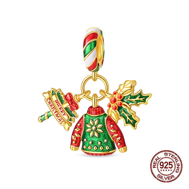 Зимние Шармы Медь Лось Медведь Санта Клаус Шармы Бусины Подходят для Оригинальных Браслетов Для Женщин Сделай Сам Праздничные Ювелирные Изделия Подарки