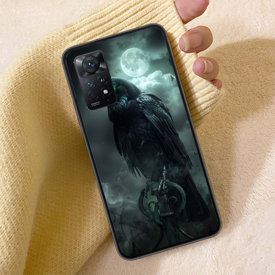 Чехол для телефона Ворон Темная Ворона Для Redmi Note 13 14 15 Pro Plus 12 13C 12C 15C 9 10 10C 9T 9C 9A ТПУ Мягкий Чехол Прозрачные Чехлы для Телефона Sho