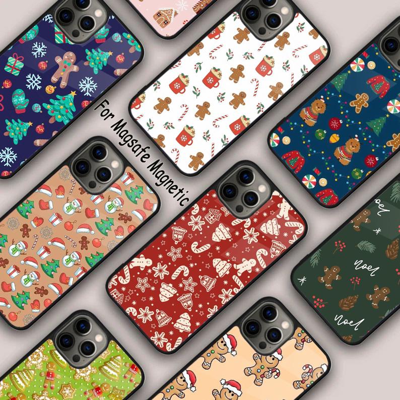 Рождественский Пряничный Человек Xmas Магнитный Чехол для Телефона Для APPLE iPhone 17 Air 16 14 13 12 Pro Max 15 Plus Беспроводная Зарядка MagSafe Чехол