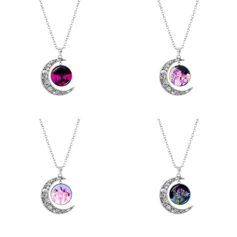 Cartoon Anime Movie Kpop Demon Hunter Moon Necklace Printed Photo Necklace Adjustable Sweater Chain Jewelry Accessory Gifts
