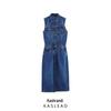 Spring 2025 Women's European & American Style Sleeveless Slim Denim Midi Dress