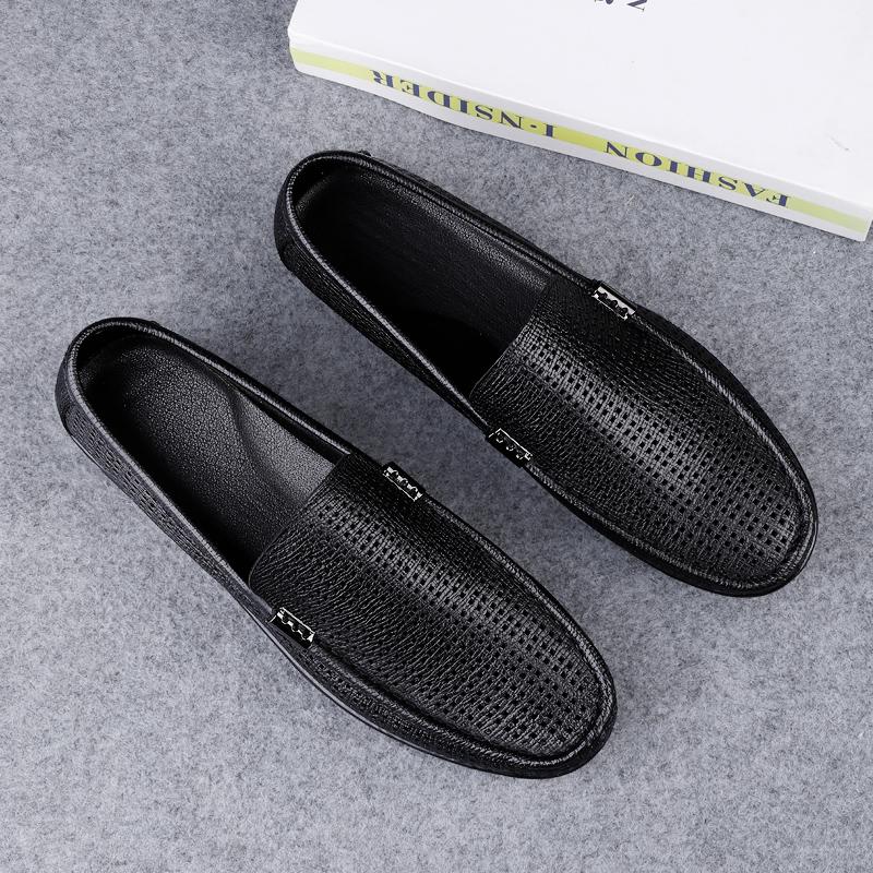 Мужские туфли без застежек из натуральной кожи, повседневные туфли для вождения, роскошные брендовые лоферы, мокасины, легкие мягкие туфли на плоской подошве для ходьбы