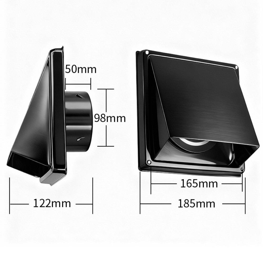 Durable 4" 5" 6" Air Vent Black/Silver Stainless Steel Extract Valve Square Ventilator Ventilation System