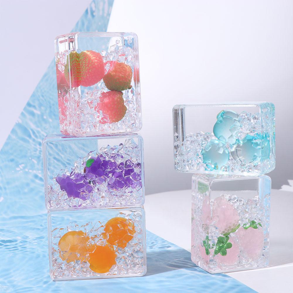 Rectangular Acrylic Ornament Transparent Oil Flowing Sand Ornament Fruit Sand Ornament Home Decor