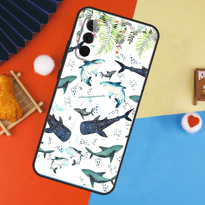 Cartoon Shark Case For Samsung Galaxy A52 A32 A12 A53 A33 A23 A13 A54 A34 A14 A51 A15 A25 A35 A55 Cover