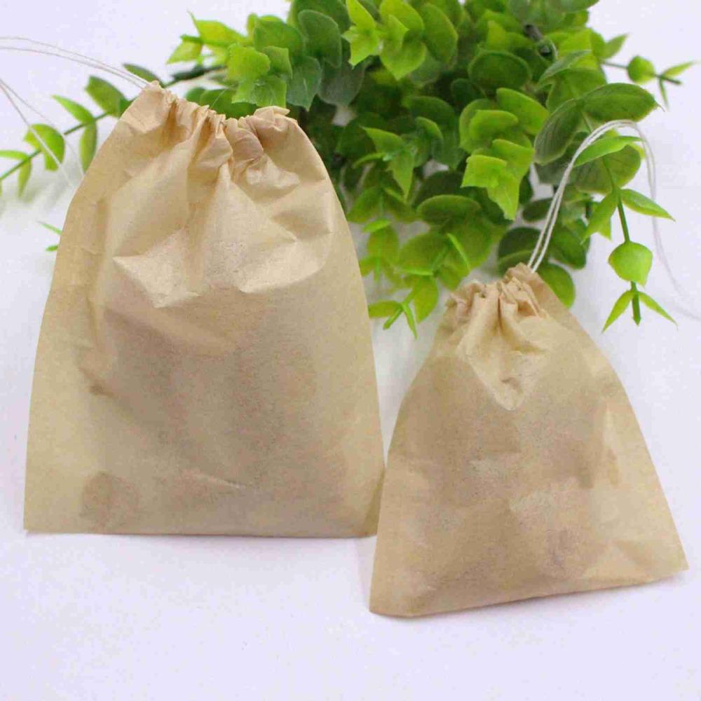 100PCS Set Wood Pulp Material Empty Tea Bags Drawstring Closure Loose Leaf Tea Bags Tea Brewing