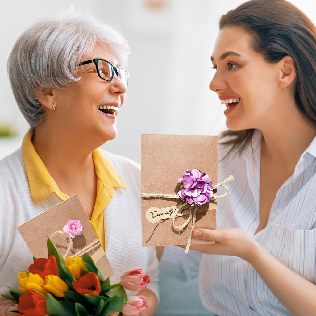 Creative DIY Cowhide Handmade Dried Flower Greeting Card Valentine's Day Teacher's Day Blessing Flower Card