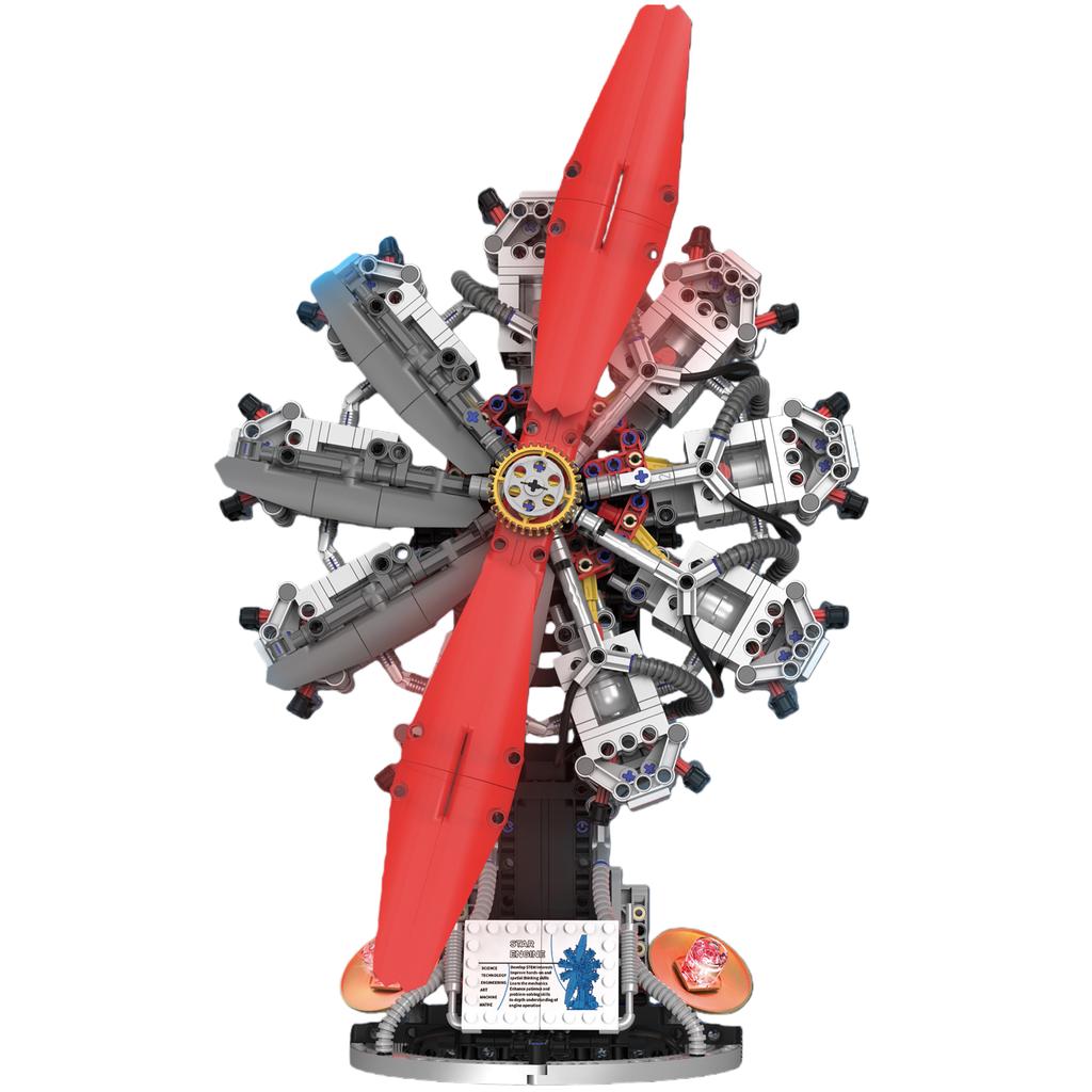 V12 Aircraft Engine Building Blocks Toys Set, Mechanical Engine Model Assembly Ornaments, Children And Adults Birthday Gift