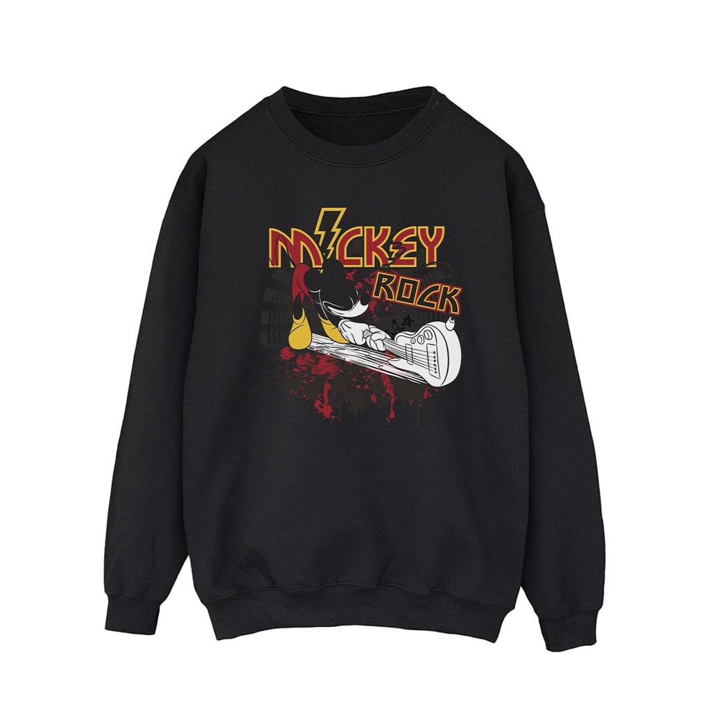 Disney Mens Mickey Mouse Smash Guitar Rock Sweatshirt