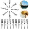 50 шт. вертлюжки из нержавеющей стали с боковой клипсой для лески, подвесные рыболовные крючки с фиксатором, разъем для ствола, вертлюг, принадлежности для рыбалки