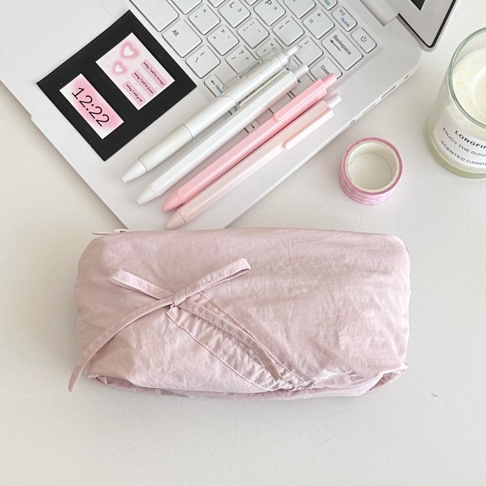 Solid Color Stationery Storage Bag Cute Bow Lipstick Storage Bag  Students